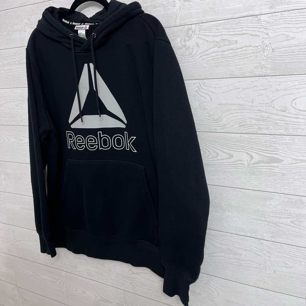 Reebok Men’s Black Pullover Long Sleeve Hood Sweatshirt. Size L - Picture 3 of 4